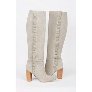 NEW Joie Laisha Knee High Suede Ruffle Boots Sz 7